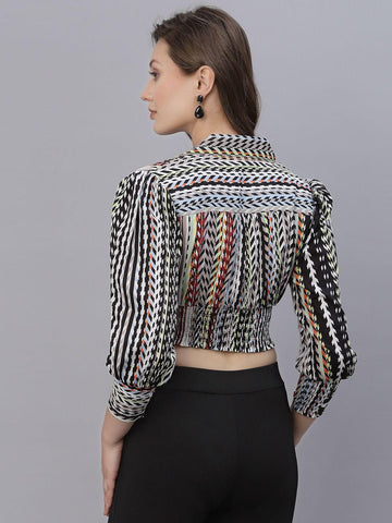 Style Quotient Women White Print Blouson Crop Top Roposo Clout